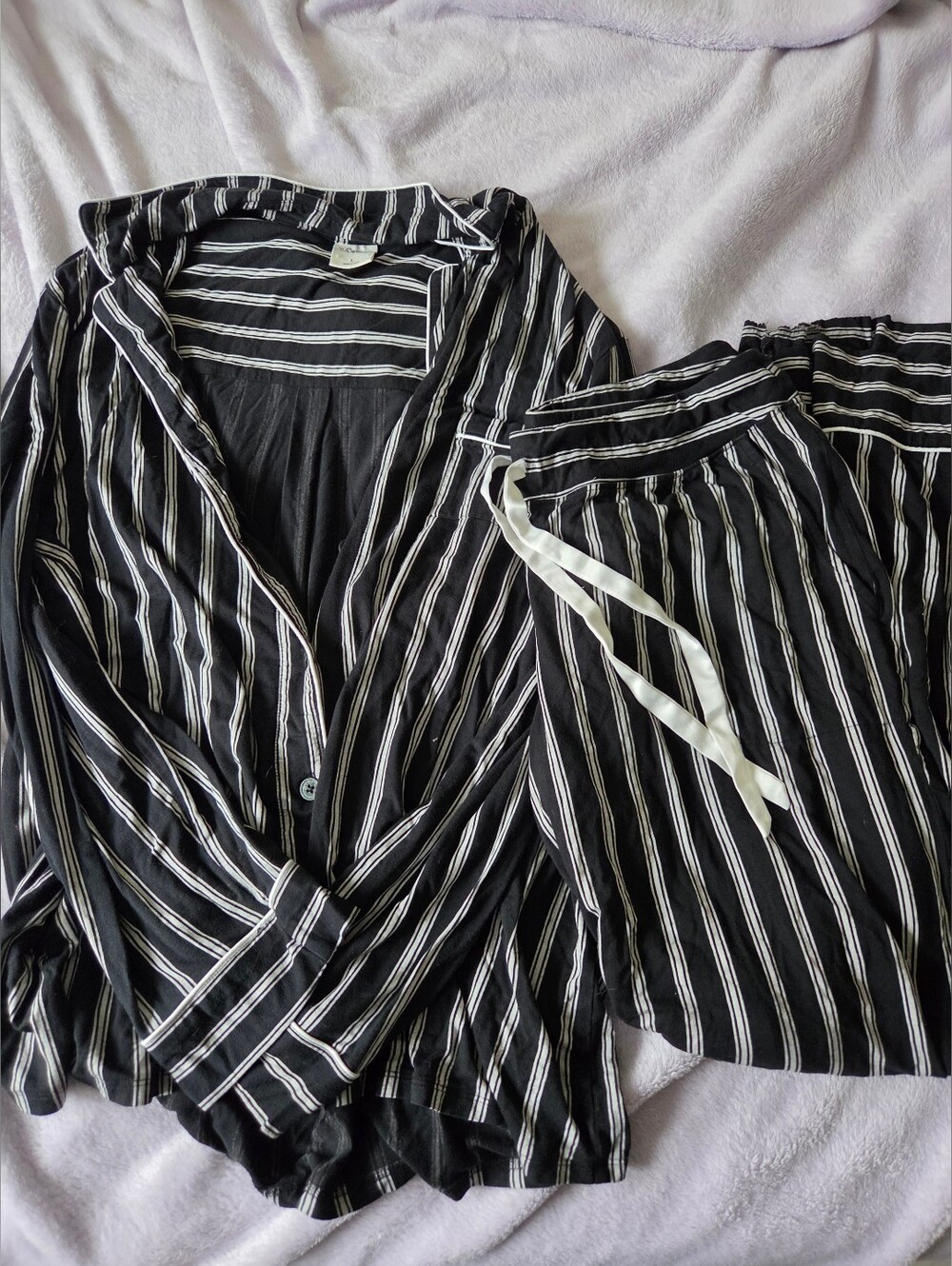 Soma Cool Nights Striped Pajama Set Large Top Medium Pants Flawed